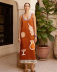 Woman Wearing Alemais Soleil D'amour Silk Midi Dress - Dress LUXAMORE