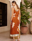 Woman Wearing Alemais Soleil D'amour Silk Midi Dress - Dress LUXAMORE