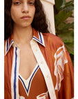 Alemais Soleil d’Amour Silk Tapered Pants