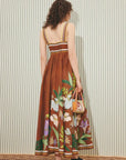 ALÉMAIS Alfie Twist Dress in Chocolate fitted A-line resort wear linen midi silhouette. LUXAMORE