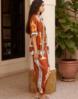 Alemais Sustainable Florence-Shirt close up worn by model LUXAMORE