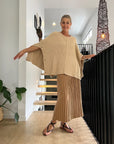 Cashmere Sweater Oversize Knit Lemme - Made In Italy: Beige LUXAMORE
