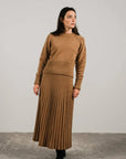 Cashmere pleated skirt Made in Italy by Lemme - Caramello LUXAMORE