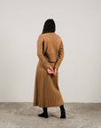 Woman Wearing Cashmere pleated skirt Made in Italy by Lemme - Caramello - Skirts LUXAMORE