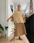 Cashmere Sweater Oversize Knit Lemme - Made In Italy: Beige LUXAMORE