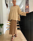 Cashmere Sweater Oversize Knit Lemme - Made In Italy: Beige LUXAMORE