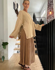 Cashmere Sweater Oversize Knit Lemme - Made In Italy: Beige LUXAMORE