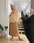 Woman Wearing Cashmere Sweater Made In Italy by Lemme : Beige - cashmere sweater LUXAMORE