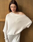 Charli - Natalie Asymmetric Knit Sweater - Ivory LUXAMORE