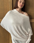 Charli - Natalie Asymmetric Knit Sweater - Ivory LUXAMORE
