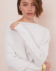 Charli - Natalie Asymmetric Knit Sweater - Ivory LUXAMORE