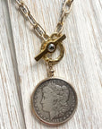 Coin necklace boutique jewelry crystal handmade mixed metal LUXAMORE