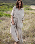 Woman Wearing Eadie Lifestyle Arana Linen Pant - Pants LUXAMORE