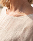 Woman Wearing Eadie Lifestyle Olivia Linen Top - Tops LUXAMORE