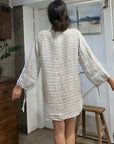 Woman Wearing Estilo Emoporio Manta Mini Linen Dress - Dress LUXAMORE