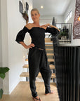 Estilo Emporio Fiorella Top - Black - LUXAMORE -Tops-Estilo Emporio Fiorella Top in black. Made from Italian linen in Positano, this off-the-shoulder sustainable top now available. Shop Estilo Emporio Tops.