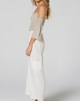 Estilo Emporio Fiorella Top - Grey - LUXAMORE -Tops-Shop the Estilo Emporio Fiorella Top in grey. Made in Positano from 100% Italian linen, this off-the-shoulder design features shirred details and fluted cuffs.