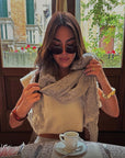 Estilo Emporio Grand Scarf - Pescatore Natural Chocolate - LUXAMORE -Scarf-Estilo Emporio Grand Scarf 100% Linen, exclusively made in Positano for Estilo Emporio. Indulge in the luxurious comfort. Shop Estilo Emporio Scarf at Luxamore.