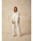 Woman Wearing Estilo Emporio La Cota Cover Up Linen Dress - Dress LUXAMORE