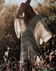 Estilo Emporio Le Robe Linen Dress - LUXAMORE -Dress-Estilo Emporio Le Robe LInen Dress Slim-fit maxi design with a plunging neckline and front slit for timeless elegance. Shop Estilo Emporio Dresses from Luxamore