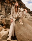 Estilo Emporio Linen Pant Novo Flare - Brasile Natural LUXAMORE