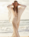 Estilo Emporio Linen Pant Novo Flare - Panna White LUXAMORE