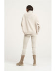 Woman Wearing Estilo Emporio Linen Stretch Pant - Natural - Pants LUXAMORE