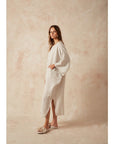 Woman Wearing Estilo Emporio Nebbilio Linen Dress - Lyla - Dress LUXAMORE