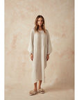 Woman Wearing Estilo Emporio Nebbilio Linen Dress - Lyla - Dress LUXAMORE
