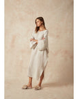Woman Wearing Estilo Emporio Nebbilio Linen Dress - Lyla - Dress LUXAMORE