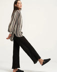 Woman Wearing Pre Order Estilo Emporio Novo Flare Pant - Black - Pants LUXAMORE