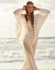 Estilo Emporio Novo Flare Pant - Brasile Panna White - LUXAMORE -Pants-Estilo Emporio Novo Flare Pant, 100% Italian linen made in Positano, Italy. High-waisted, flare cut, and eco-friendly. Shop Estilo Emporio Pants at Luxamore.