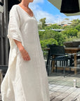 Estilo Emporio Pirata Kaftan - LUXAMORE -Dress-Estilo Emporio Pirata Kaftan 100% Linen, exclusively made in Positano, billowy timeless maxi dress. Shop Estilo Emporio Kaftan Dresses at Luxamore Now.