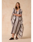 Estilo Emporio Polla Maxi Kaftan Dark Chocolate Stripe - LUXAMORE -Dress