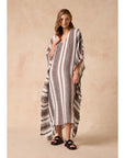 Estilo Emporio Polla Maxi Kaftan Dark Chocolate Stripe - LUXAMORE -Dress