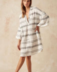 Woman Wearing Estilo Emporio Siesta Mini Linen Dress - Lyla - Dress LUXAMORE