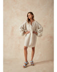 Estilo Emporio Stella Linen Dress - Lyla - LUXAMORE -Dress-Estilo Emporio Stella Dress, 100% Italian linen made in Positano. Featuring puff sleeves. Shop Estilo Emporio Dresses from Luxamore a stockist since 2016.