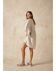 Estilo Emporio Stella Linen Dress - Lyla - LUXAMORE -Dress-Estilo Emporio Stella Dress, 100% Italian linen made in Positano. Featuring puff sleeves. Shop Estilo Emporio Dresses from Luxamore a stockist since 2016.