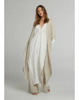 Estilo Emporio Tie Kimono - Scorpione Natural worn by model in natural setting LUXAMORE
