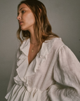 Estilo Emporio Tome Blouse - Tobacco - LUXAMORE -Tops-Estilo Emporio Tome Blouse is cut with a flattering V-neckline and trimmed with flouncy ruffles. Shop Estilo Emporio Blouse and Tops at Luxamore.