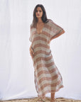 Estilo Emporio Zaza Dress Sky Blue Chocolate - LUXAMORE -Dress- Estilo Emporio La Cota Cover Up Dress,Versatile, sustainable, and effortlessly chic for any occasion. Shop Estilo Emporio Dresses Italian Linen at Luxamore.
