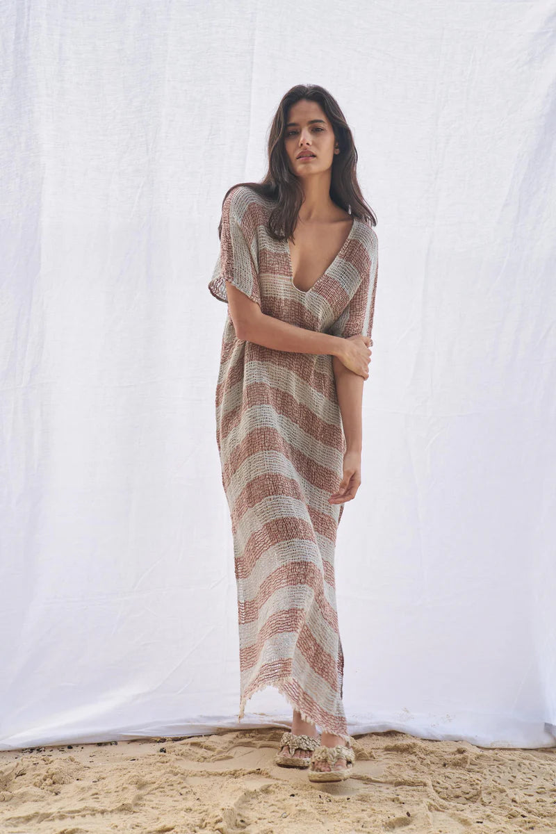 Woman Wearing Estilo Emporio Zaza Dress Sky Blue Chocolate - Dress LUXAMORE