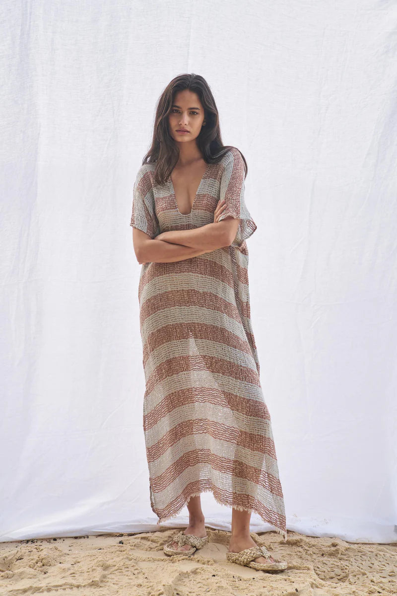 Woman Wearing Estilo Emporio Zaza Dress Sky Blue Chocolate - Dress LUXAMORE