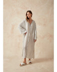 Woman Wearing Estilo Emporio Zorba Maxi Linen Dress - Dress LUXAMORE