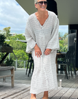 Woman Wearing Estilo Emporio Zorba Maxi Linen Dress - Dress LUXAMORE