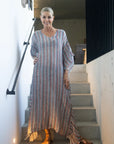 Exclusive: Estilo Emporio Polla Maxi Kaftan - Bolegna worn by model in natural setting LUXAMORE