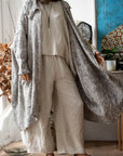 La Bottega di Brunella Cape Mantella Paloma - Sangria - LUXAMORE -Coat-La Bottega di Brunella Maglia Europa Fossil - Campagna linen top garments, designed and handcrafted in Italy. Shop La Bottega di Brunella Linen Tops at Luxamore