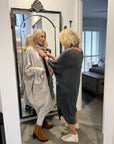 La Bottega di Brunella Cape Mantella Paloma - Sangria - LUXAMORE -Coat-La Bottega di Brunella Maglia Europa Fossil - Campagna linen top garments, designed and handcrafted in Italy. Shop La Bottega di Brunella Linen Tops at Luxamore