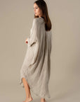 Woman Wearing La Bottega di Brunella Linen Dress VESTITO FAUSTA - Garza Egitto linen dress LUXAMORE