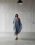 women wearing La Bottega di Brunella Linen Dress VESTITO FAUSTA - Garza Egitto Dress LUXAMORE